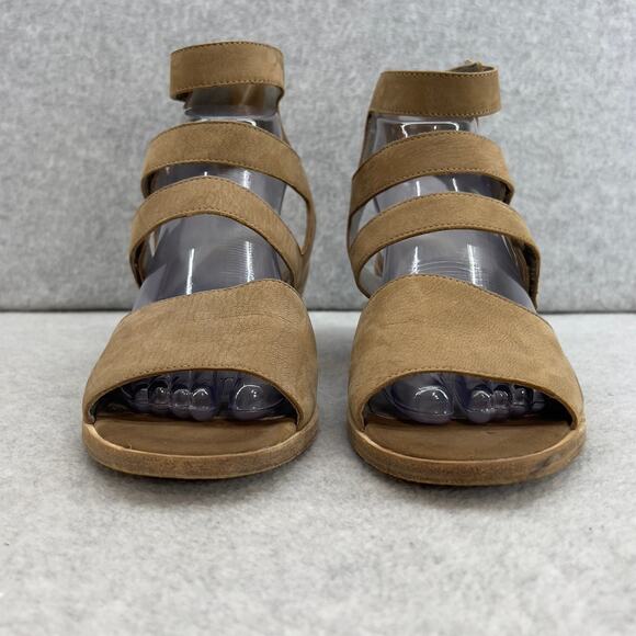 Eileen Fisher Vessey Leather Ankle Strap Sandal-Brown Tan-Block Heel -Women 9.5 - Picture 3 of 10